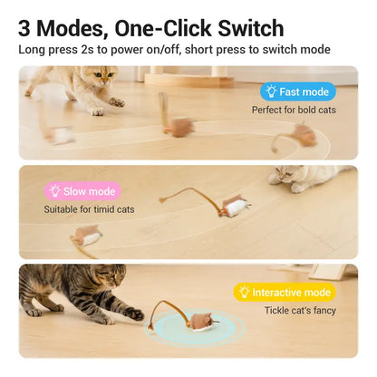 Potaroma Plush Mouse Interactive Cat Toy - Automatic Motion-Activated Electric Device, Rechargeable for Indoor Cats and Kittens