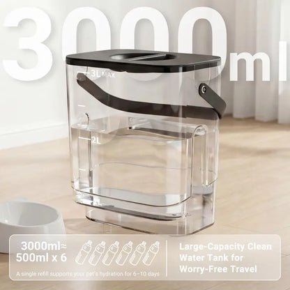 Wireless Automatic Pet Water Dispenser with Motion Sensor, Rechargeable 4000mAh Battery, 304 Stainless Steel Bowl, Gravity Refill, and Wastewater Separation Tanks