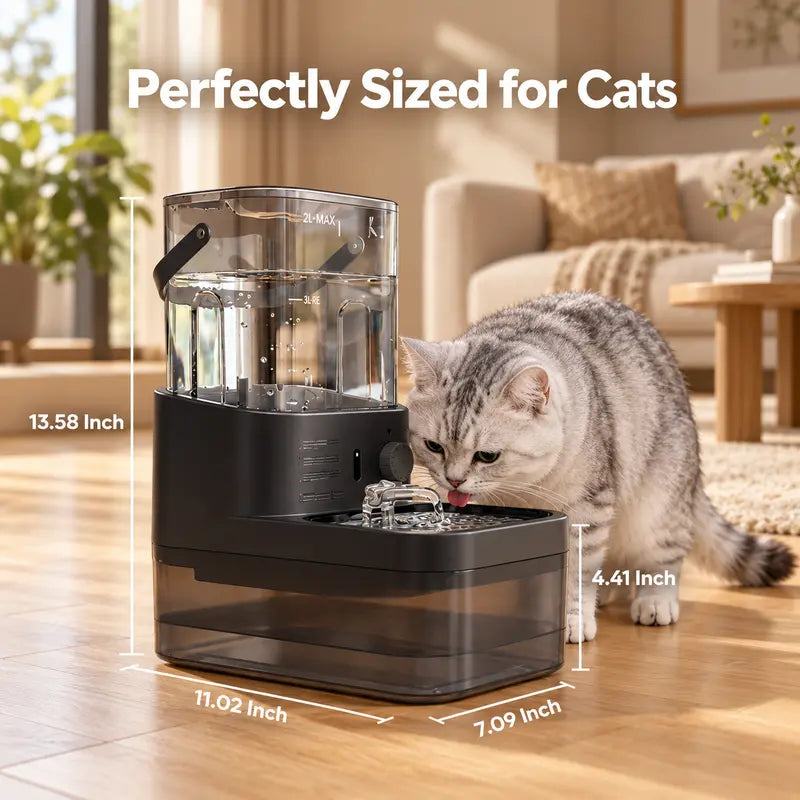 Wireless Automatic Pet Water Dispenser with Motion Sensor, Rechargeable 4000mAh Battery, 304 Stainless Steel Bowl, Gravity Refill, and Wastewater Separation Tanks