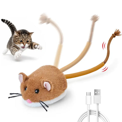 Potaroma Plush Mouse Interactive Cat Toy - Automatic Motion-Activated Electric Device, Rechargeable for Indoor Cats and Kittens