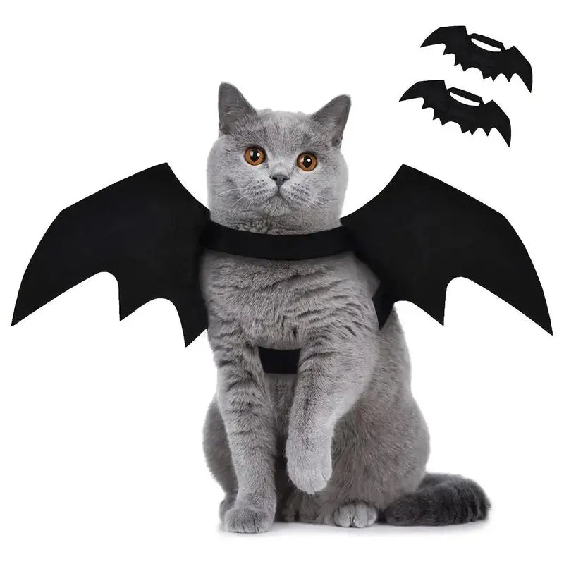 Adjustable Bat-Wing Cat Costume for Kittens and Adult Cats – Soft Stretch Fabric Ideal for Halloween, Valentine's Day, Indoor Play, and Outdoor Photo Sessions – Breathable Comfort-Fit Design with Secure Hook-and-Loop Closure
