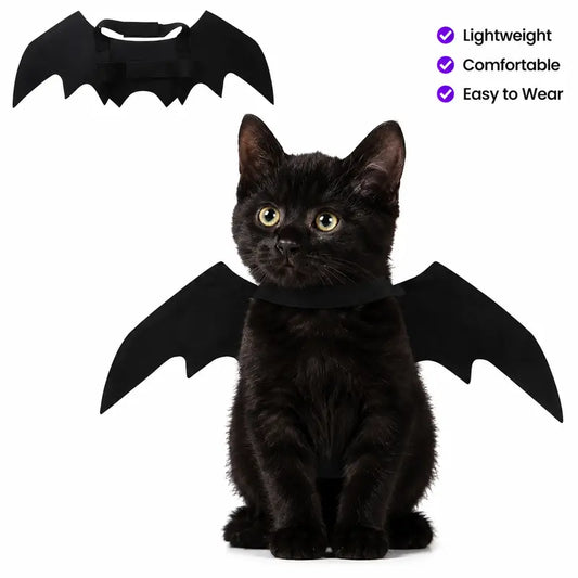 Adjustable Bat-Wing Cat Costume for Kittens and Adult Cats – Soft Stretch Fabric Ideal for Halloween, Valentine's Day, Indoor Play, and Outdoor Photo Sessions – Breathable Comfort-Fit Design with Secure Hook-and-Loop Closure