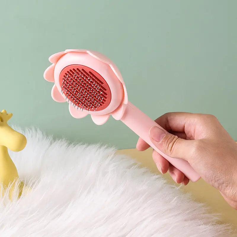 Sunflower Pet Grooming Brush for Dogs and Cats – Stainless Steel Deshedding Comb for Undercoat, Loose Hair, Tangles & Mats