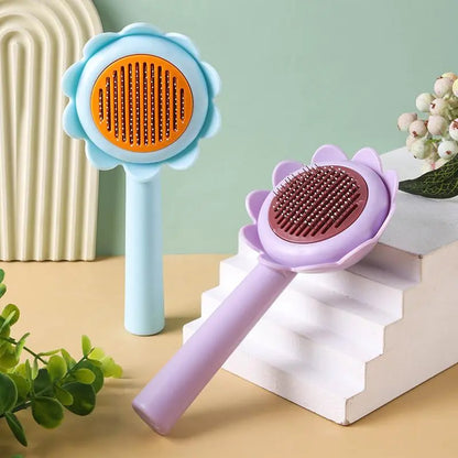 Sunflower Pet Grooming Brush for Dogs and Cats – Stainless Steel Deshedding Comb for Undercoat, Loose Hair, Tangles & Mats