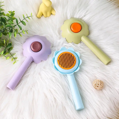 Sunflower Pet Grooming Brush for Dogs and Cats – Stainless Steel Deshedding Comb for Undercoat, Loose Hair, Tangles & Mats