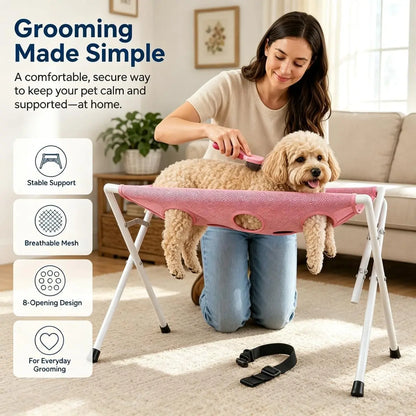 Breathable Mesh Dog Bath Hammock, Pet Grooming Stand with Safety Strap, Wash Support Rack for Cats and Dogs, Portable Bath Holder for Small and Medium Pets, Foldable Pet Supplies