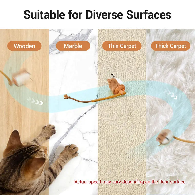 Potaroma Plush Mouse Interactive Cat Toy - Automatic Motion-Activated Electric Device, Rechargeable for Indoor Cats and Kittens
